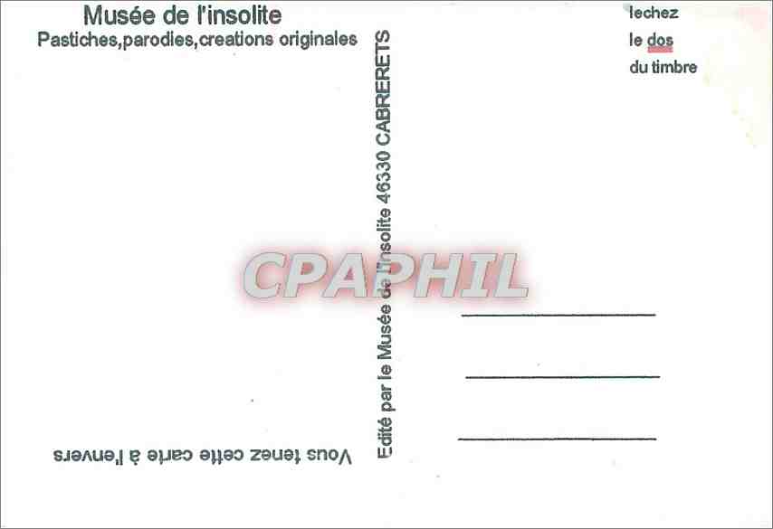 CPM Musee de l'Insolite Pastiches parodies creations originales Bidets Spa Savon pour anus  — Verso