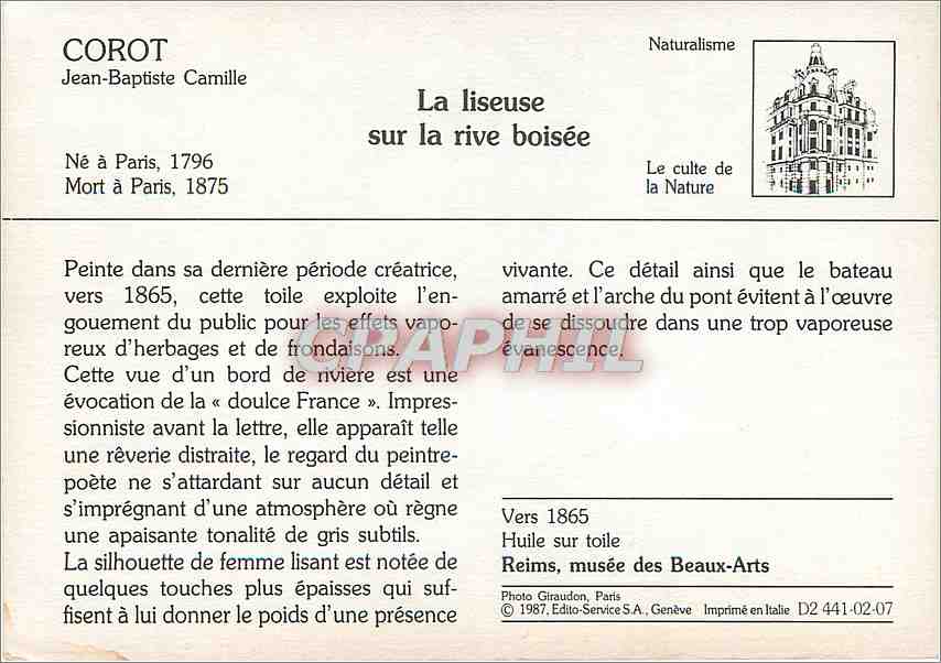 CPM Liseuse sur la rive boisee Corot — Rückseite