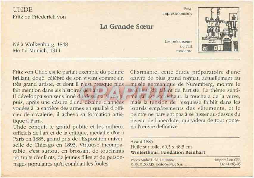 CPM La Grande Sœur Uhde — Verso