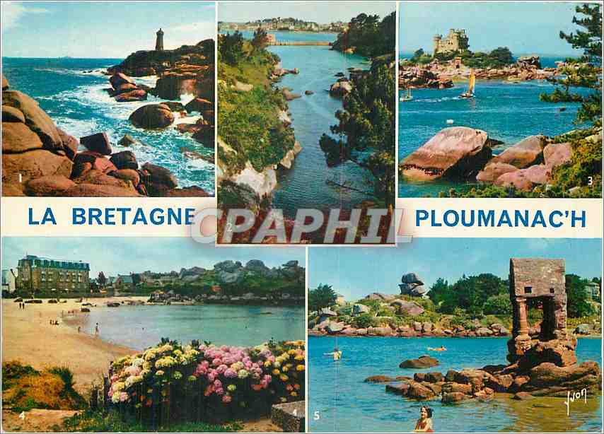 CPM La Cote de granit Ploumanach (Co du N) Le Phare Vallee des Traoulieres chateau de Costaeres