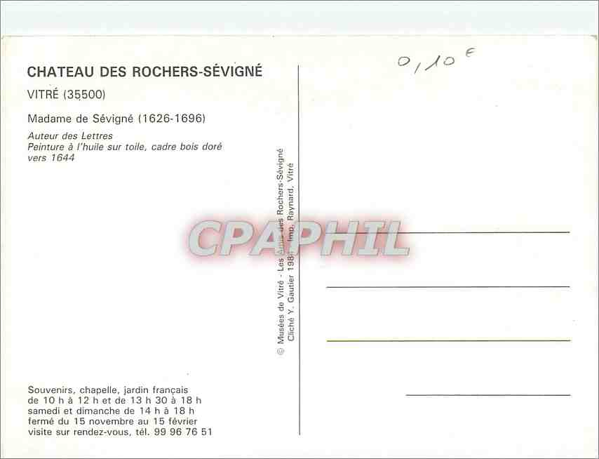 CPM Chateau des Rochers Sevigne Vitre Madame de Sevigne (1626 1696) — Rückseite