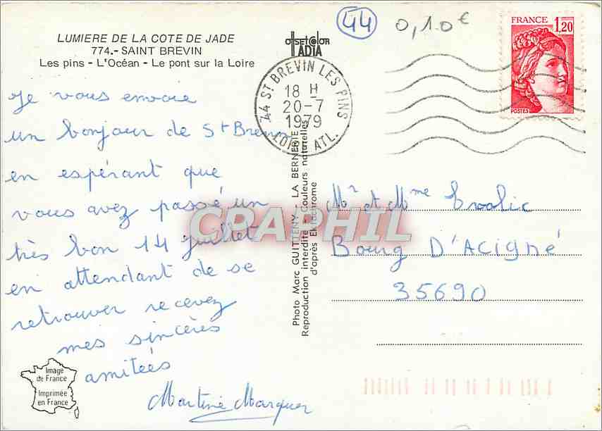 CPM St Brevin Les pins l'ocean le Pont sur la Loire — Back