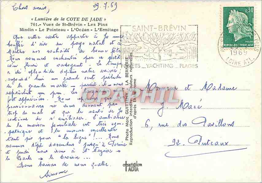 CPM Lumiere de la Cote de Jade Vues de Saint Brevin les Pins Mindin — Back