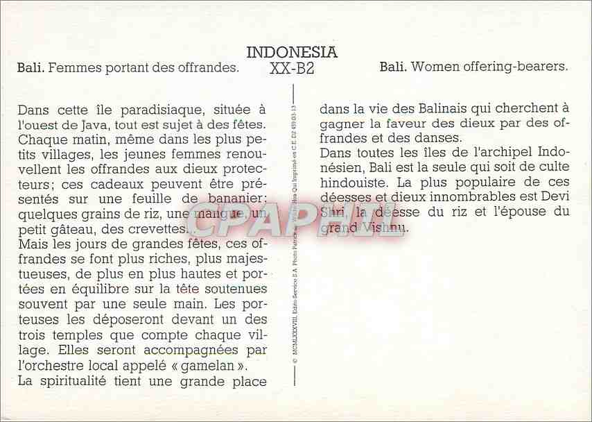 CPM Indonesia Bali femmes portant des offrandes — Rückseite