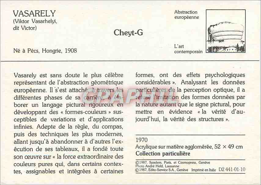 CPM Cheyt G Vasarely — Verso