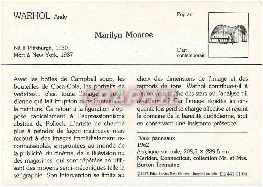 CPM Marilyn Monroe — Rückseite