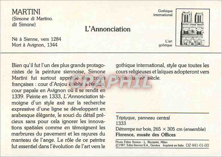 CPM L'Annociantion Martini — Verso