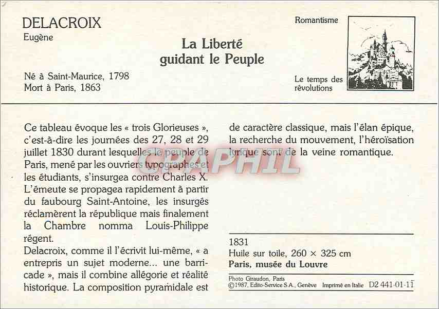 CPM La Liberte guidant le peuple Delacroix — Back