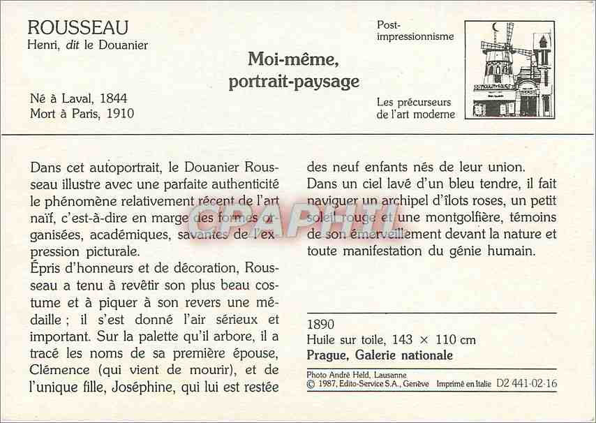 CPM Moi meme portrait paysage Rousseau — Verso