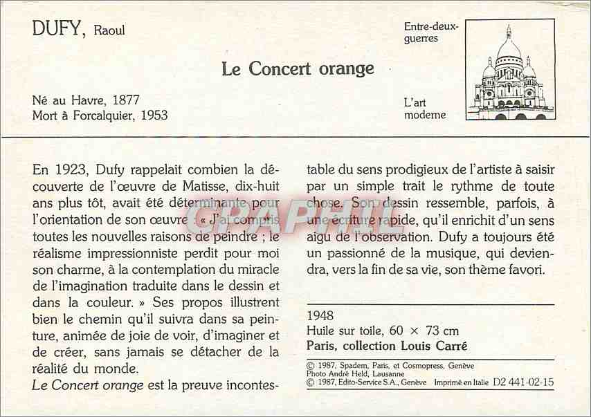 CPM Le Concert orange Dufy Raoul — Verso