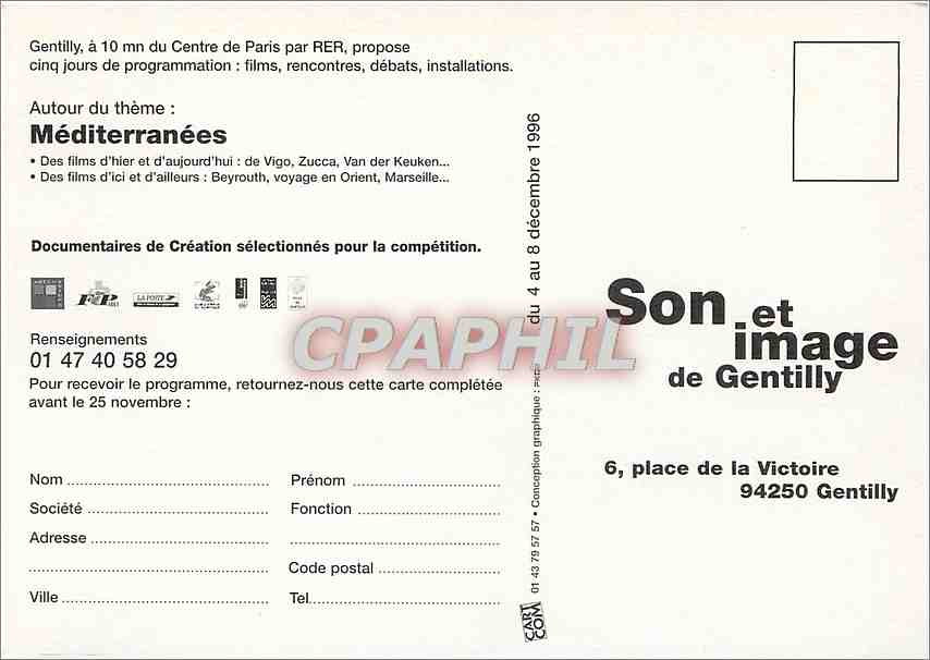 CPM Les Ecrans du Doc Gentilly — Back