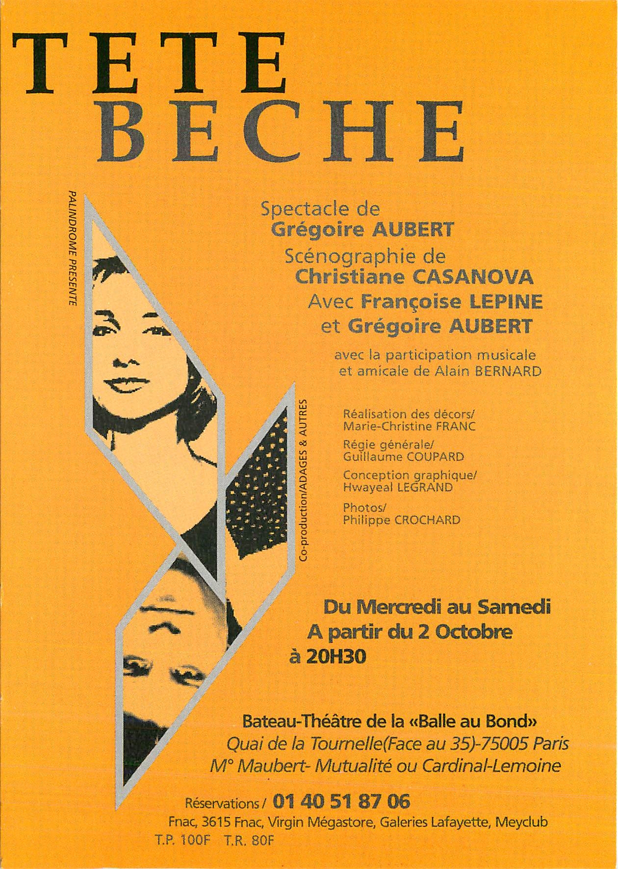 CPM Tete Beche Spectacle de Gregoire Aubert Paris