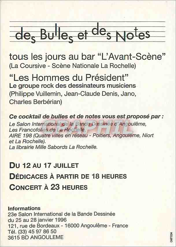 CPM Des bulles et des Notes L'Avant Scene La Coursive La Rochelle — Rückseite