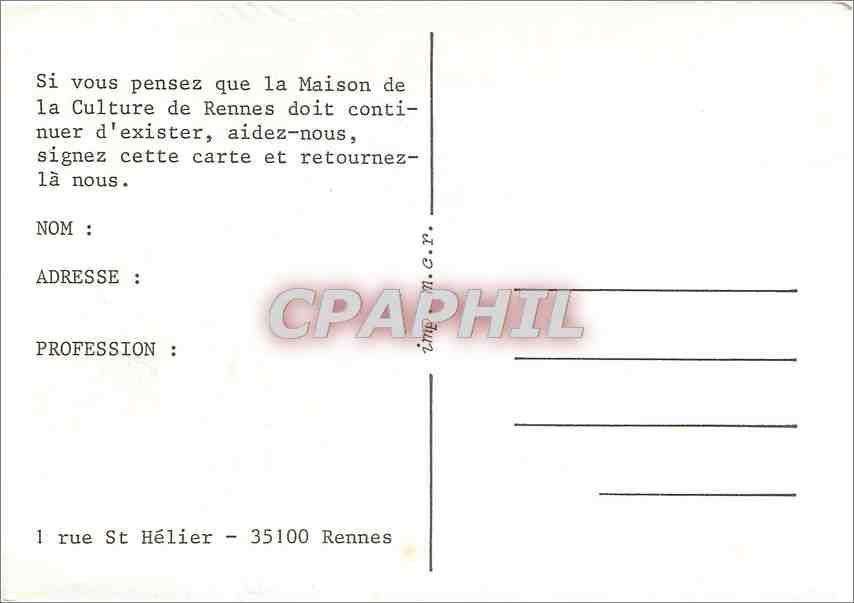 Maison de la Culture de Rennes — appel à soutien — éditeur non visible — Verso