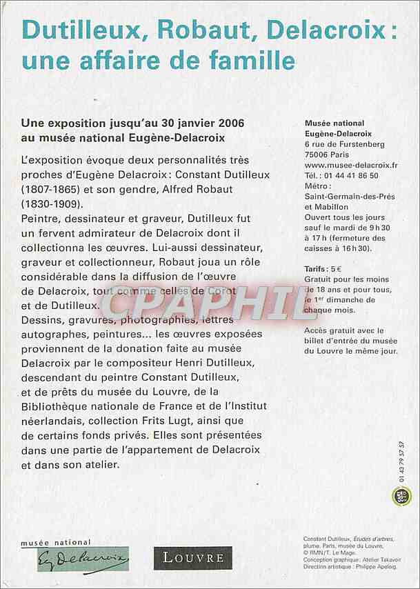 CPM Dutilleux Robaut Delacroix Musee Eugene Delacroix — Back