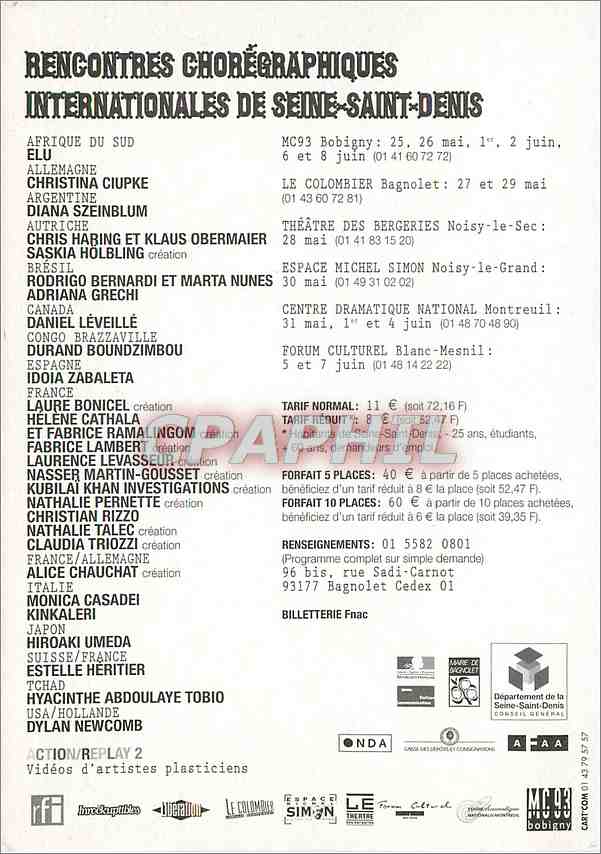 CPM rencontres choregrephiques Internationales de Seine Saint denis — Rückseite