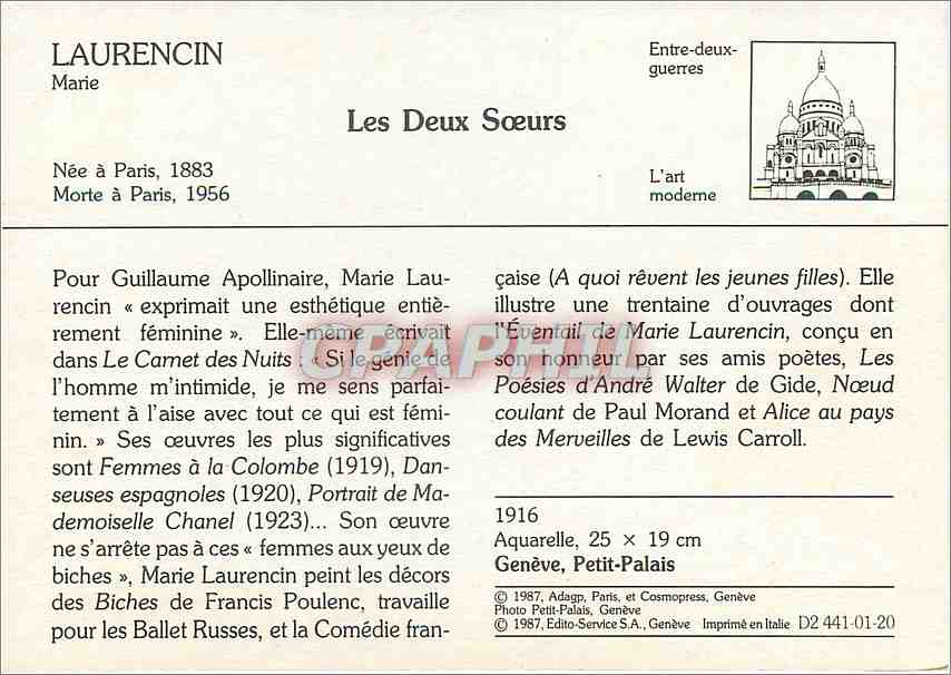 CPM Les Deux Sœurs Laurencin — Verso