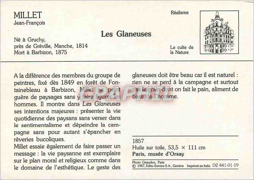 CPM Les Glaneuses Millet Jean Francois — Verso