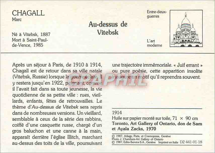 CPM Au dessus de Vitebsk — Verso