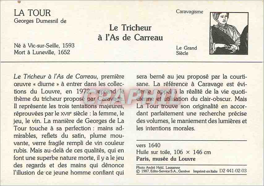 CPM Le Tricheur a l'As de Carreau La Tour — Rückseite