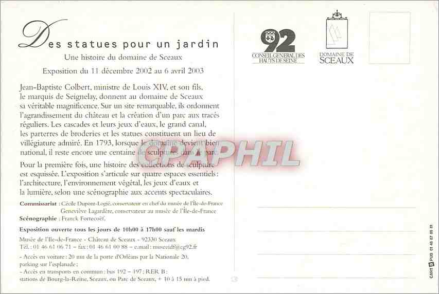 CPM Des Statues pour un jardin Sceaux — Back