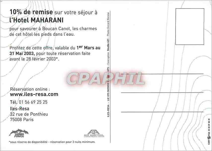 CPM Cliquez Reunion Ile resa le specialiste des Iles en Ligne — Rückseite