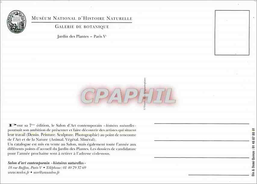 CPM Histoires naturelles Jardin des plantes Paris Poissons — Rückseite