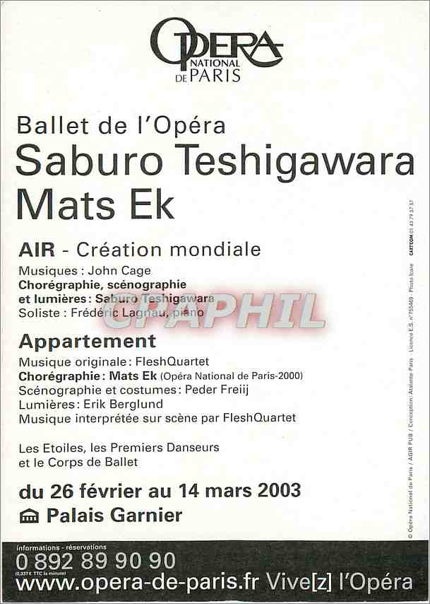 CPM Teshigawara Mats EK  Ballet Saburo Teshigawara Mats Ek — Rückseite