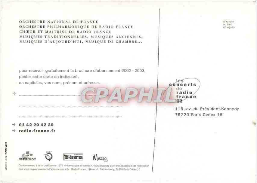 CPM Les Concerts de radio France 2002 2003 — Rückseite