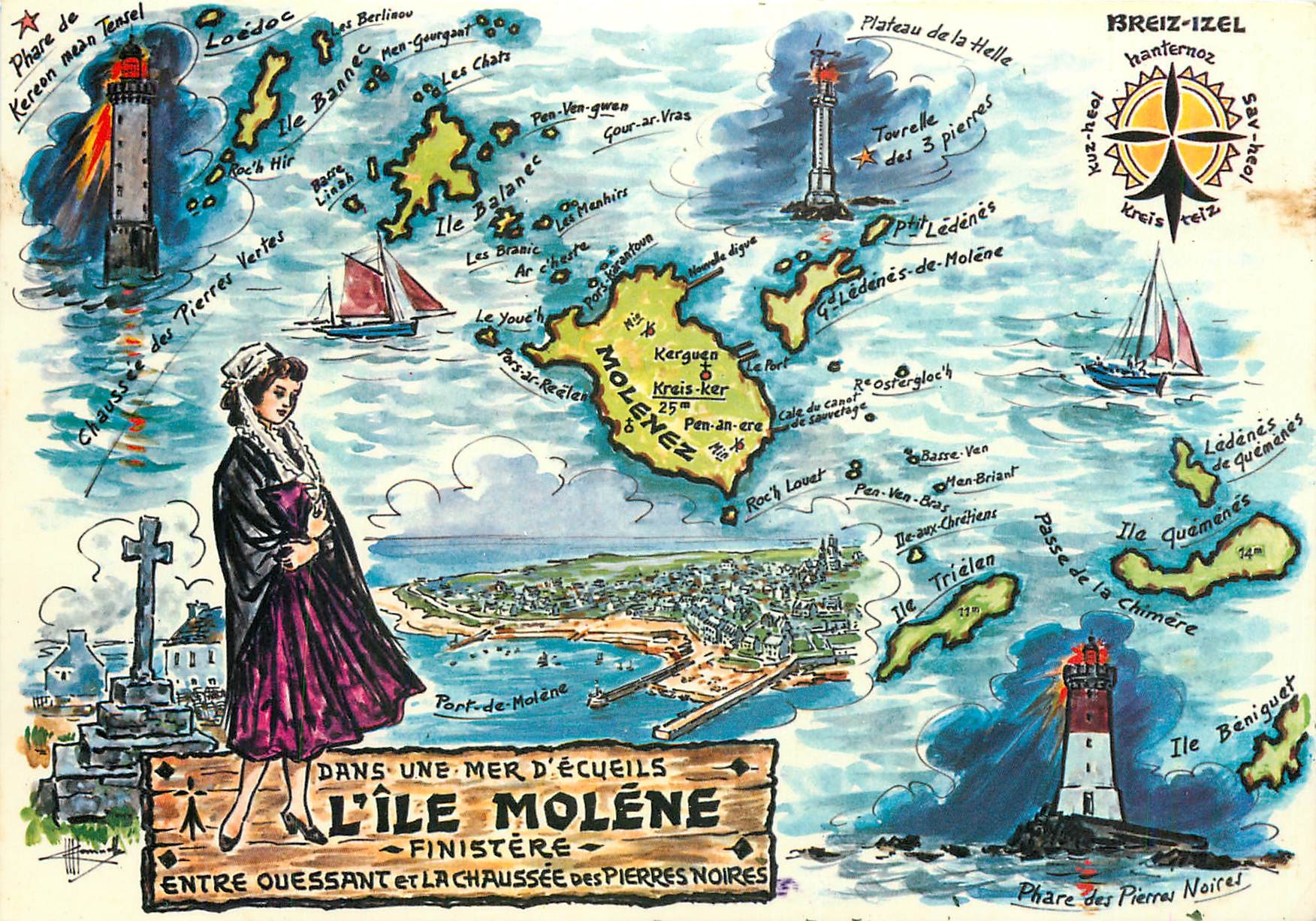 CPM l'Ile Molene Dans une Mer D'Ecueils Entre Ouessant et la chaussee des Pierres Noires