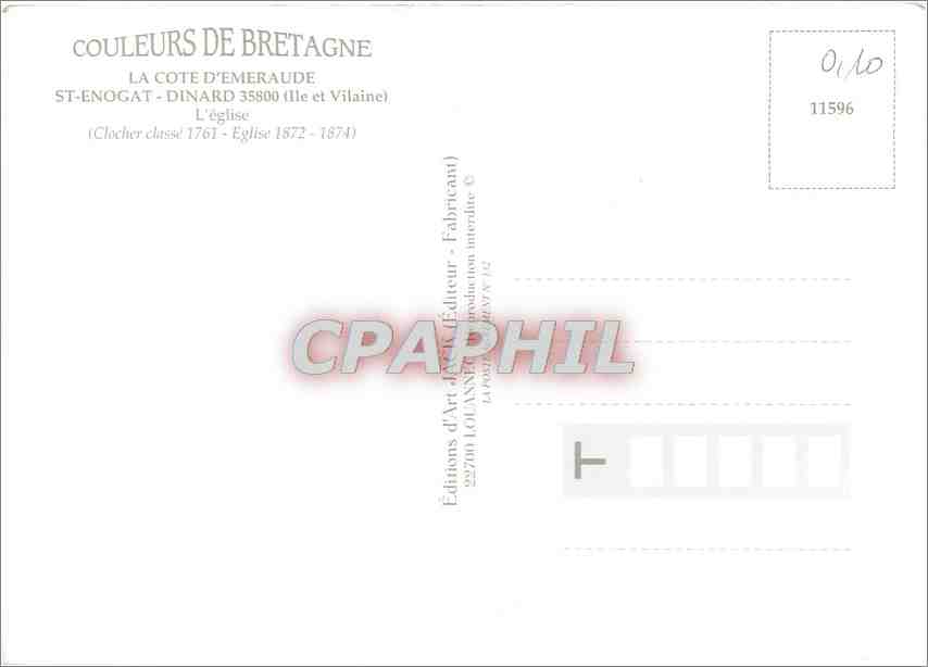 CPM La Cote d'Emeraude St Enogat Dinard (I et V) L'Eglise — Rückseite
