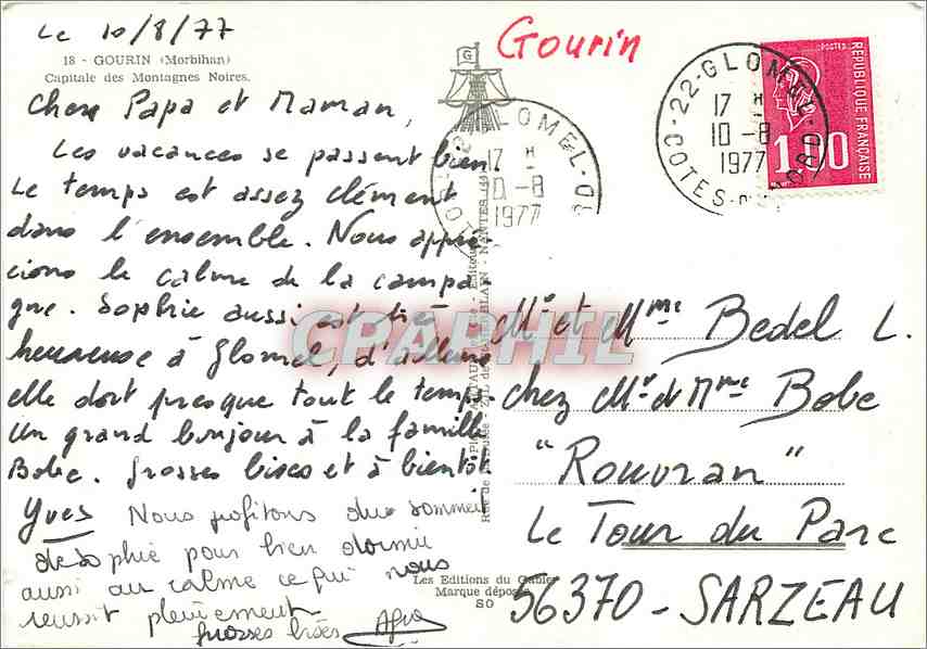 CPM Gourin (Morbihan) Capitale des Montagnes Noires — Rückseite
