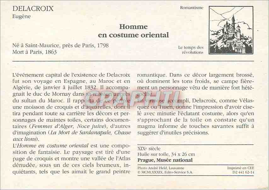 CPM Homme en Costume oriental Delacroix — Verso