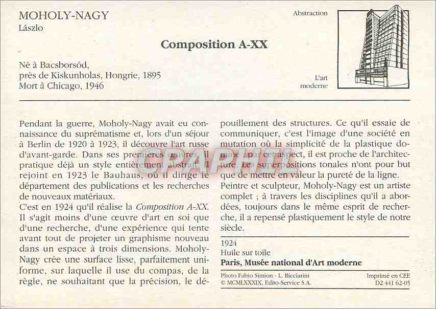 Composition A-XX — Moholy-Nagy — Imprimé en CEE — Verso
