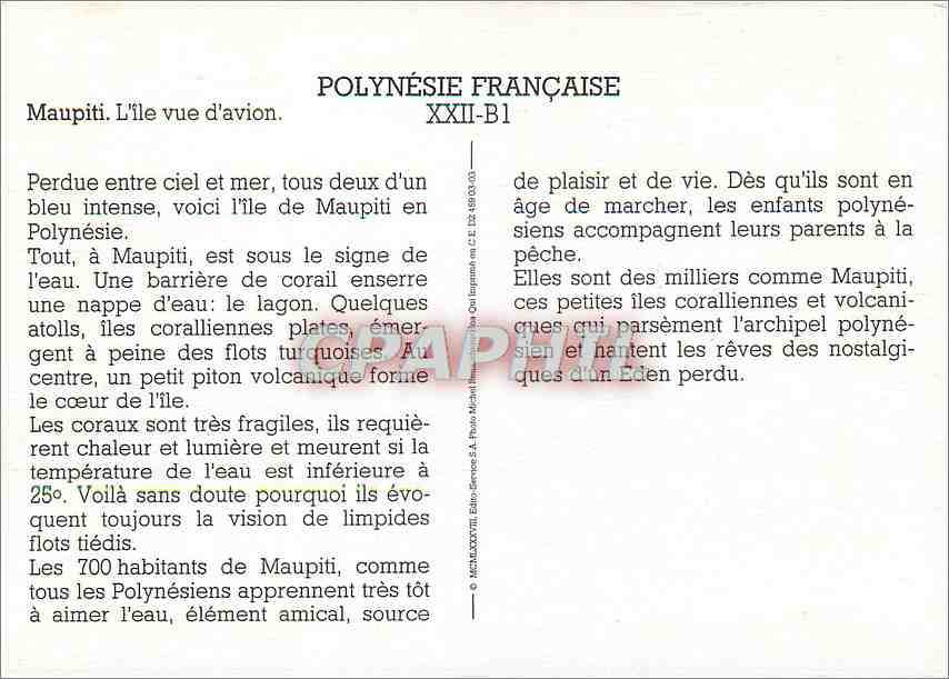 CPM Polynesie Francaise Maupiti l'Ile vue d'avion — Rückseite