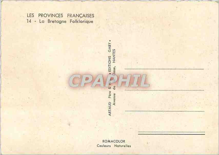 CPM Les Provinces Francaises la Bretagne Folklorique — Rückseite