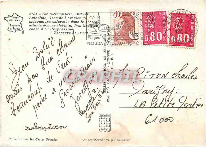 Le tonnerre de Brest — monument avec canon et château — YCA — Rückseite