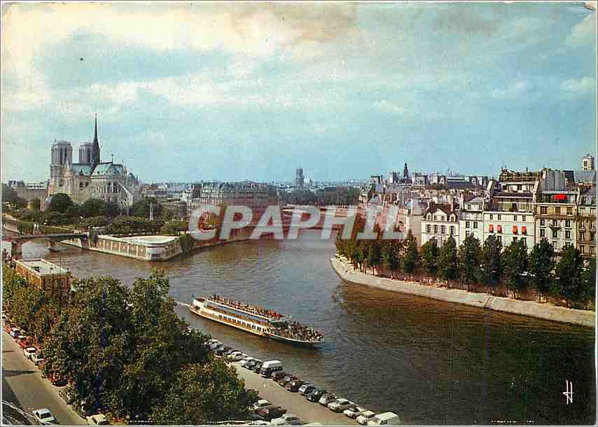 CPM Notre Dame de Paris l'Ile de Cite La Sene et les Quais de l'Ile Saint Louis