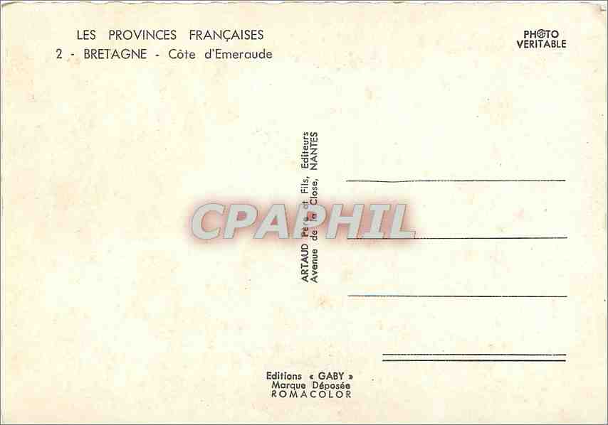 CPM Bretagne cote D'Emeraude les Provinces francaise — Back