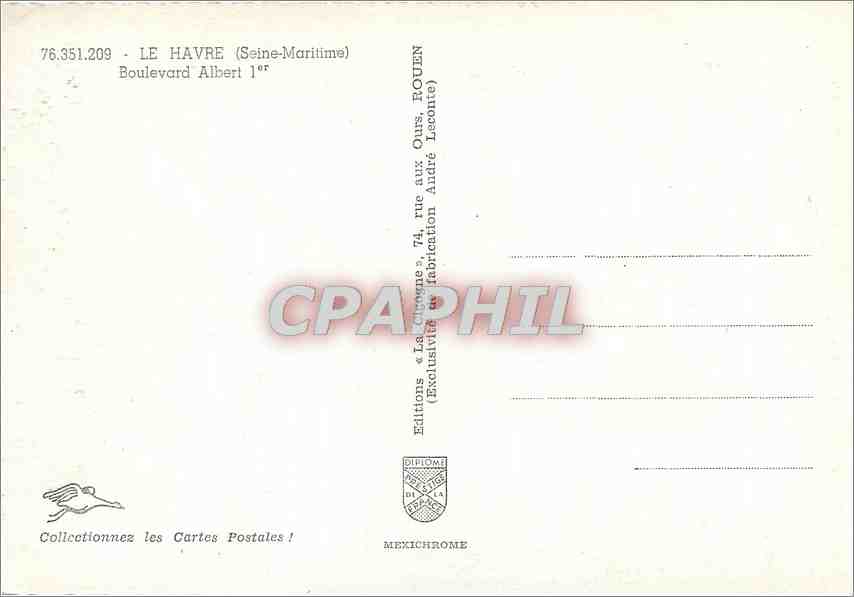 CPM Le Havre (Seine Mme) Boulevard Albert Ier — Verso