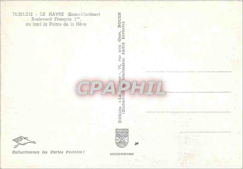 CPM Le Havre (Seine Mme) Boulevard Francois Ier au fond la Pointe de la Heve — Rückseite