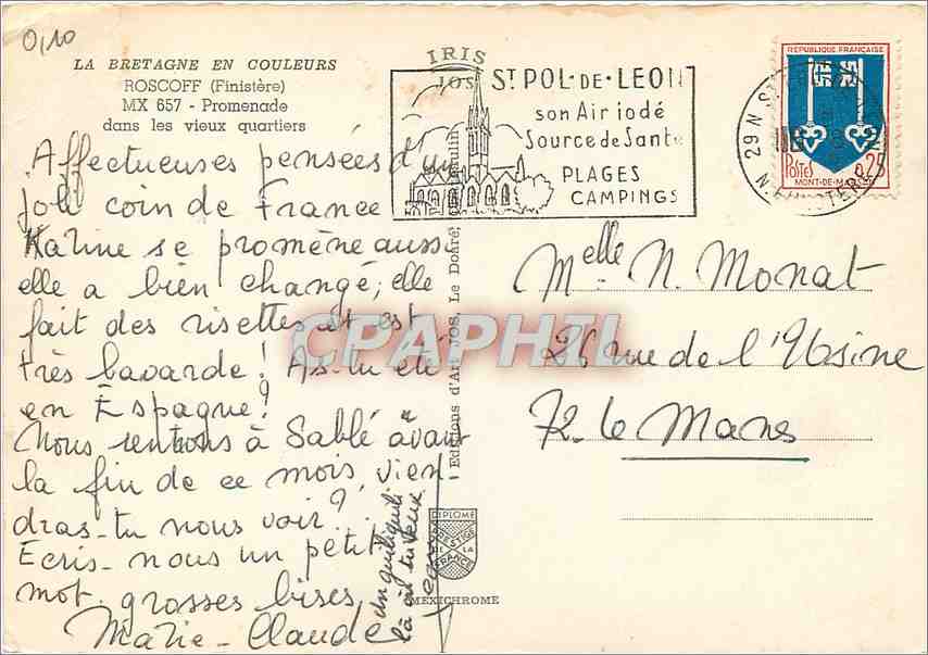 CPM Roscoff (Finistere) Promenade dans les vieux quartiers — Rückseite