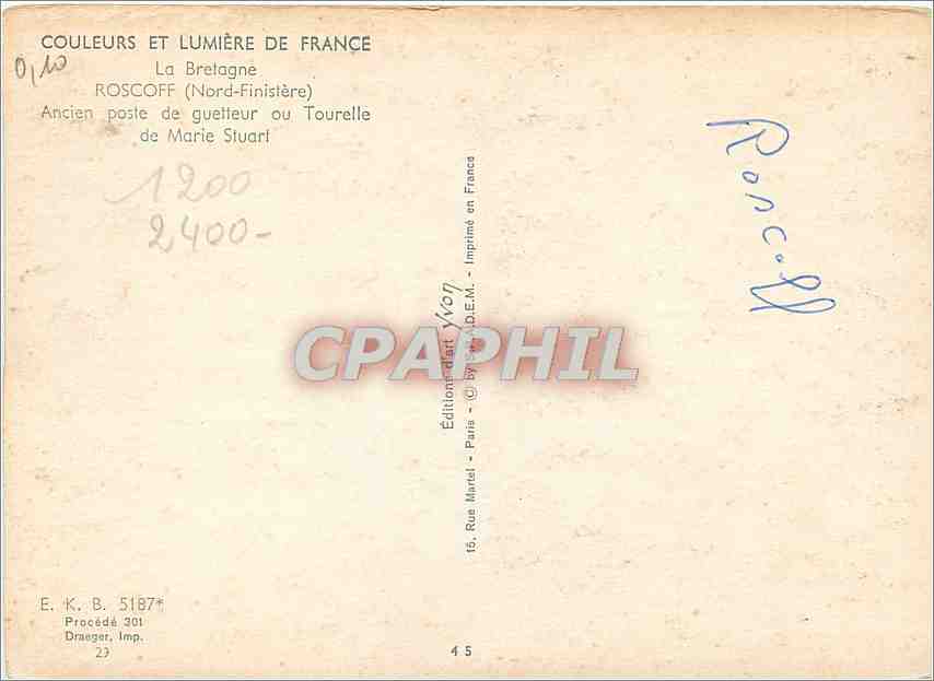 CPM Roscoff (Finistere) Ancien poste de guetteur ou tourelle de Marie Stuart — Rückseite
