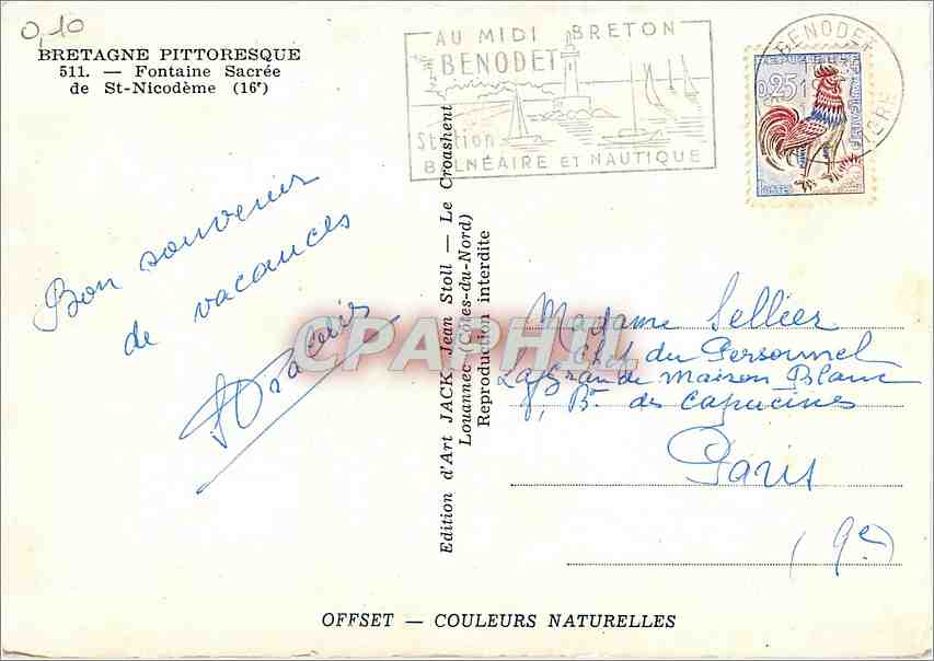 CPM Bretagne Pittoresque Fontaine Sacree de St Nicodemem (16e) — Verso