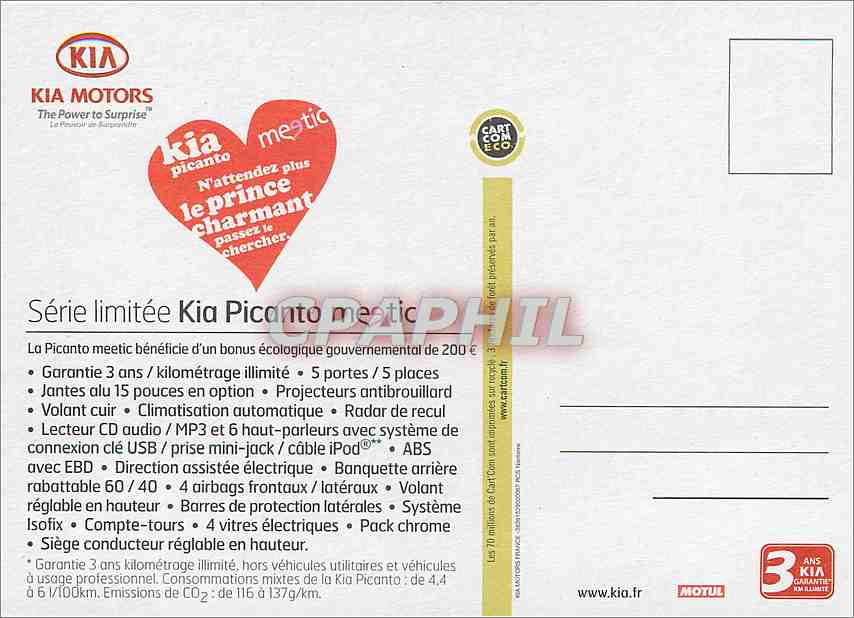 CPM Kia Picanto n'attendez plus le prince charmant passez le chercher Automobile — Rückseite