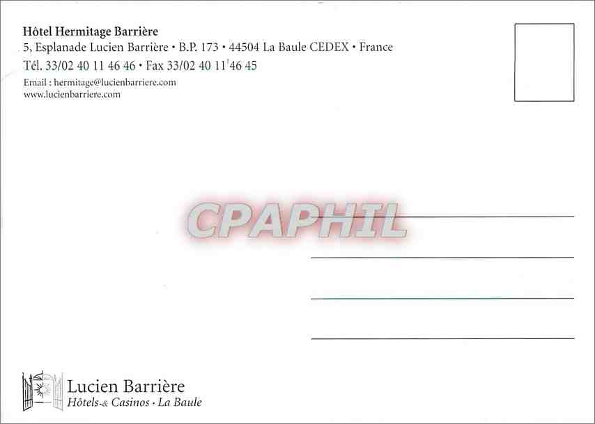 CPM Hotel Hermitage Barriere La Baule — Rückseite