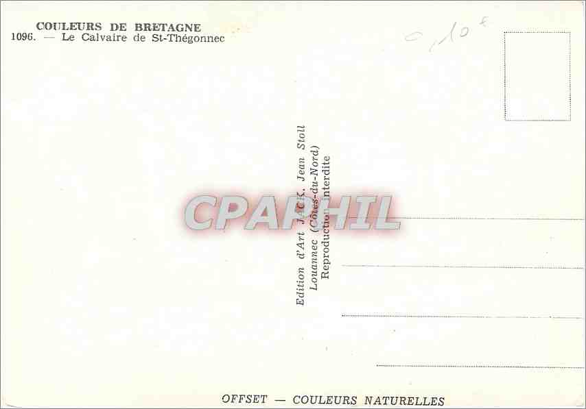 CPM Couleurs de Bretagne le calvaire de St Thegonnec — Rückseite