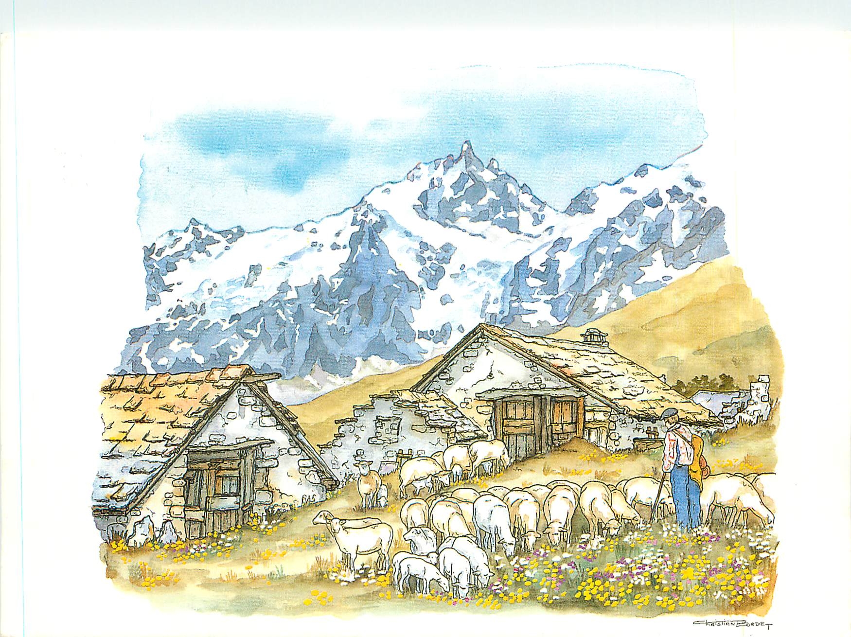 CPM La Vie en montagne Aquarelle Christian Burdet