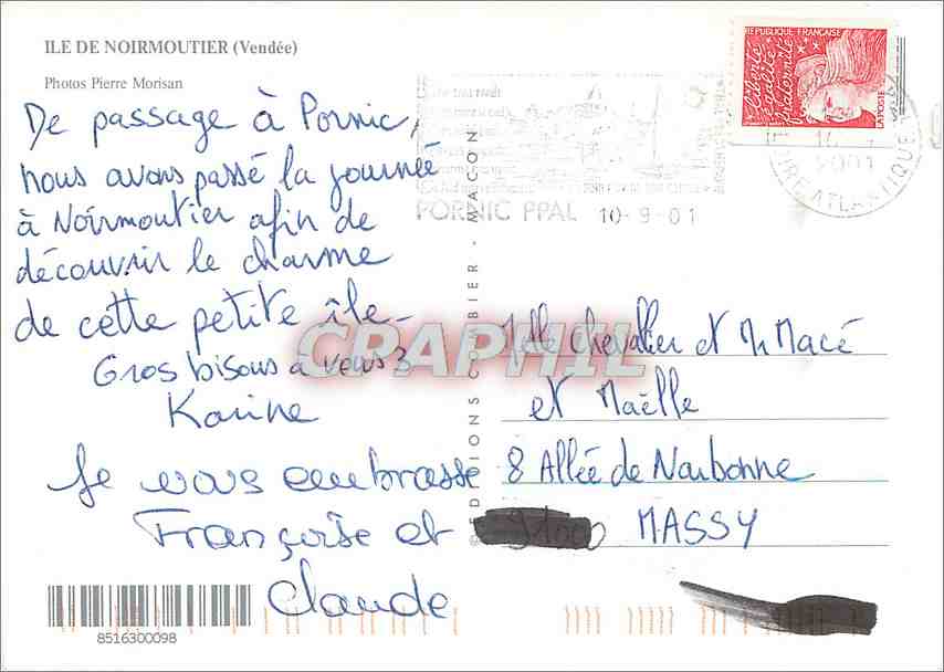 CPM Ile de Noirmoutier (Vendee) — Rückseite