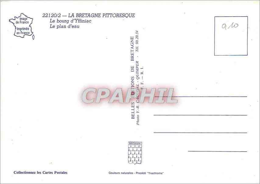 CPM La Bretagne Pittoresque  le bourg d'Yffiniac le plan d'eau — Rückseite